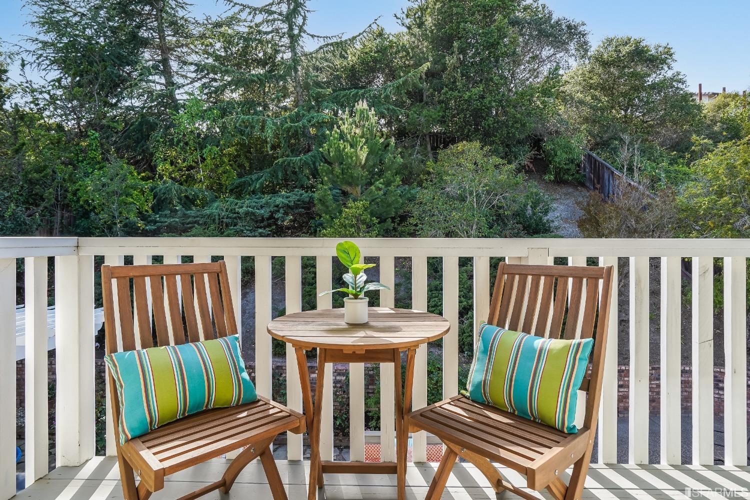 1838 Whitecliff Way San Mateo, CA 94402 - Photo 46 of 56 a view of a wooden chairs and table in the patio