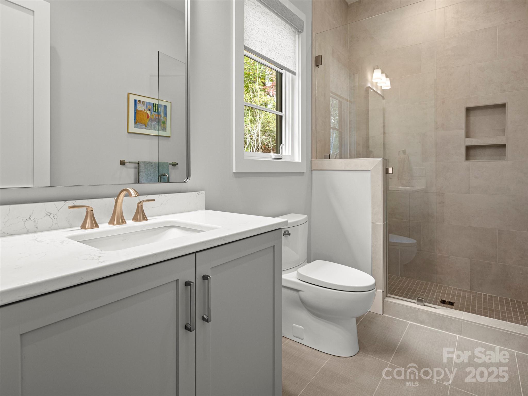 1565 Country View Way Arden, NC 28704 - Photo 26 of 31 a bathroom with a toilet sink and mirror
