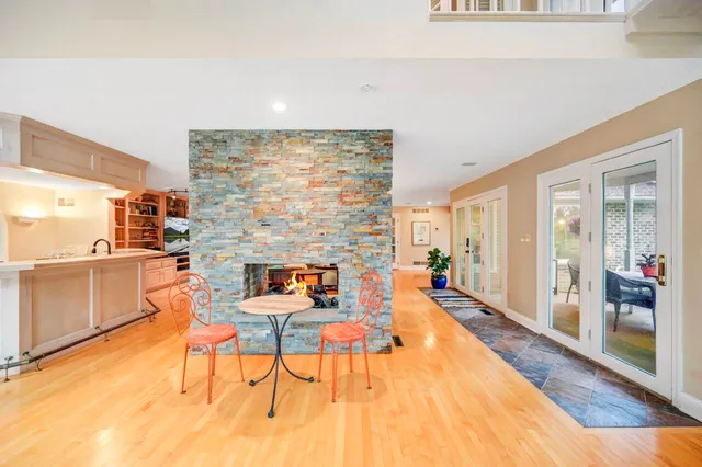 a bathroom with a sink double vanity and mirror