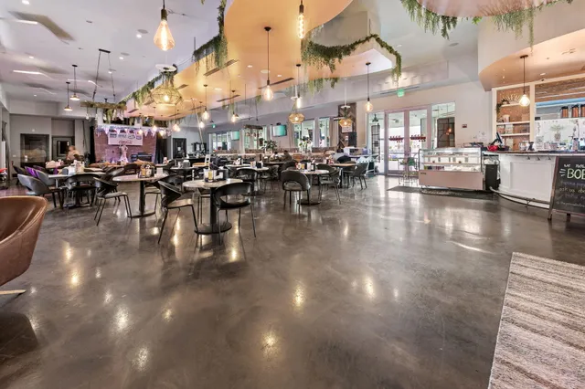 a view of a lobby with furniture