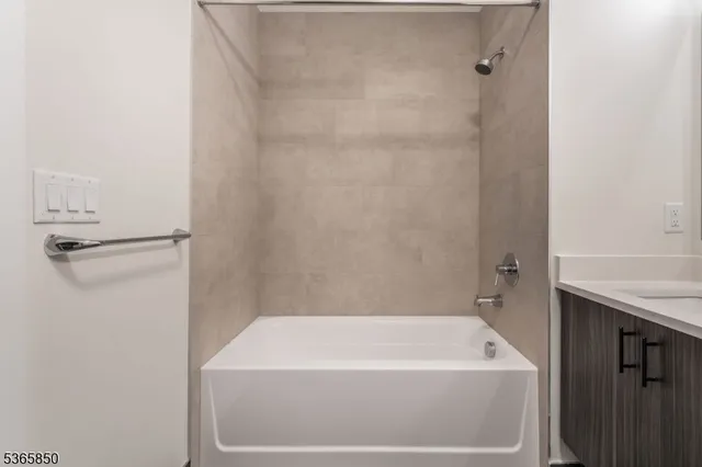 a bathroom with a bathtub