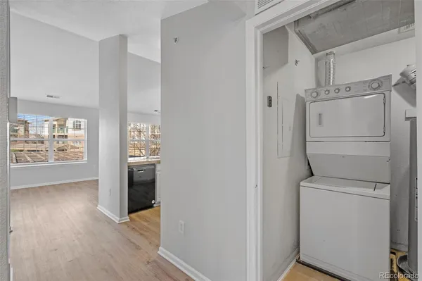 a view of a storage & utility room with washer and dryer