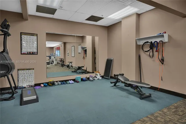 a view of a room with gym equipment