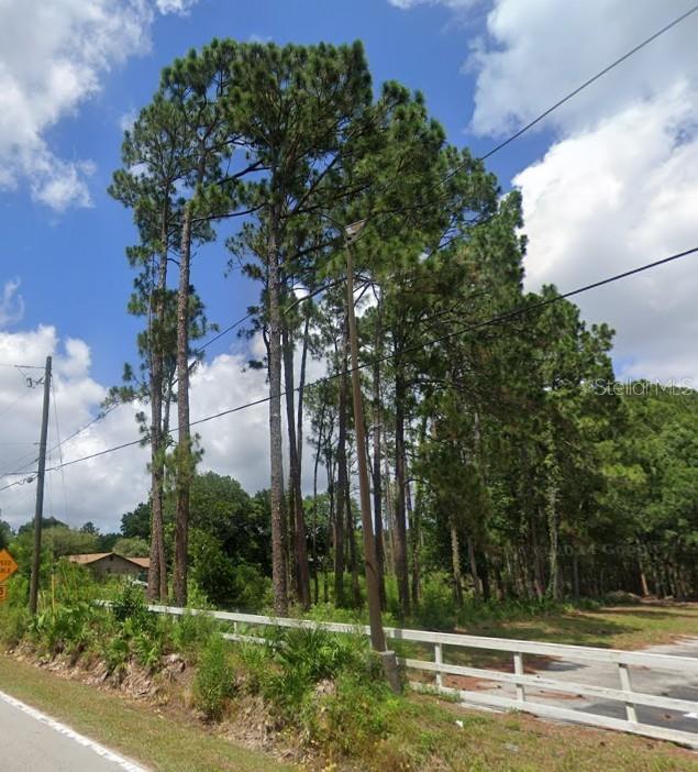 a view of a yard with a tree