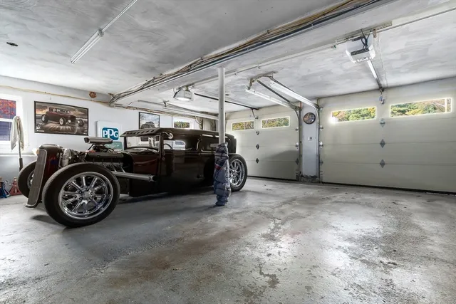 a view of a car in garage