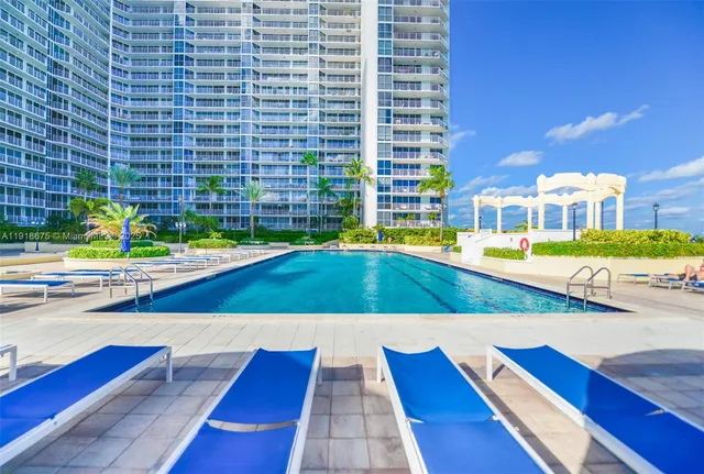 a view of an outdoor space with swimming pool