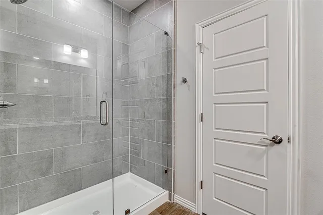 a bathroom with a shower