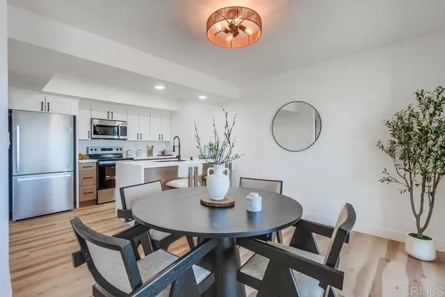 a view of kitchen with dining area