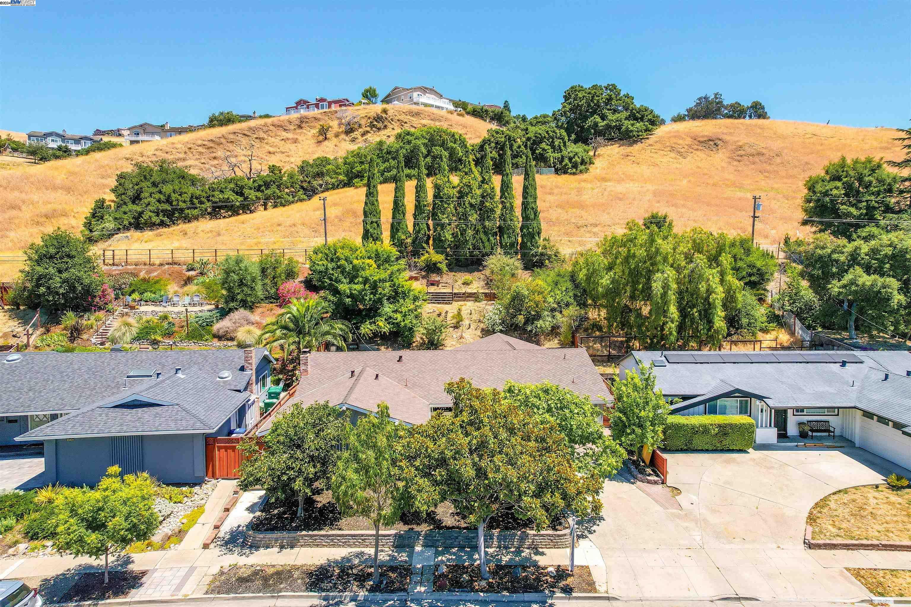 an aerial view of a house
