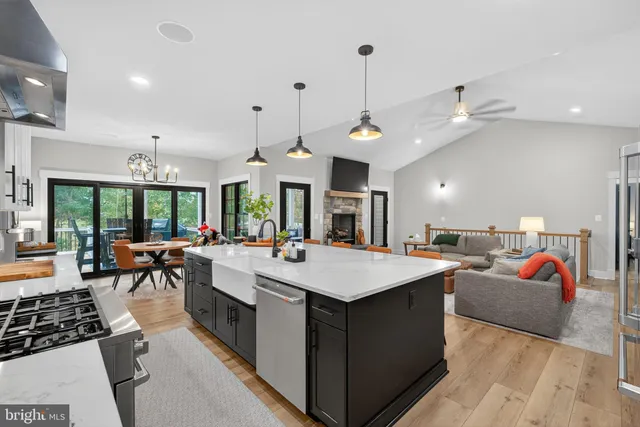 a living room with furniture and windows