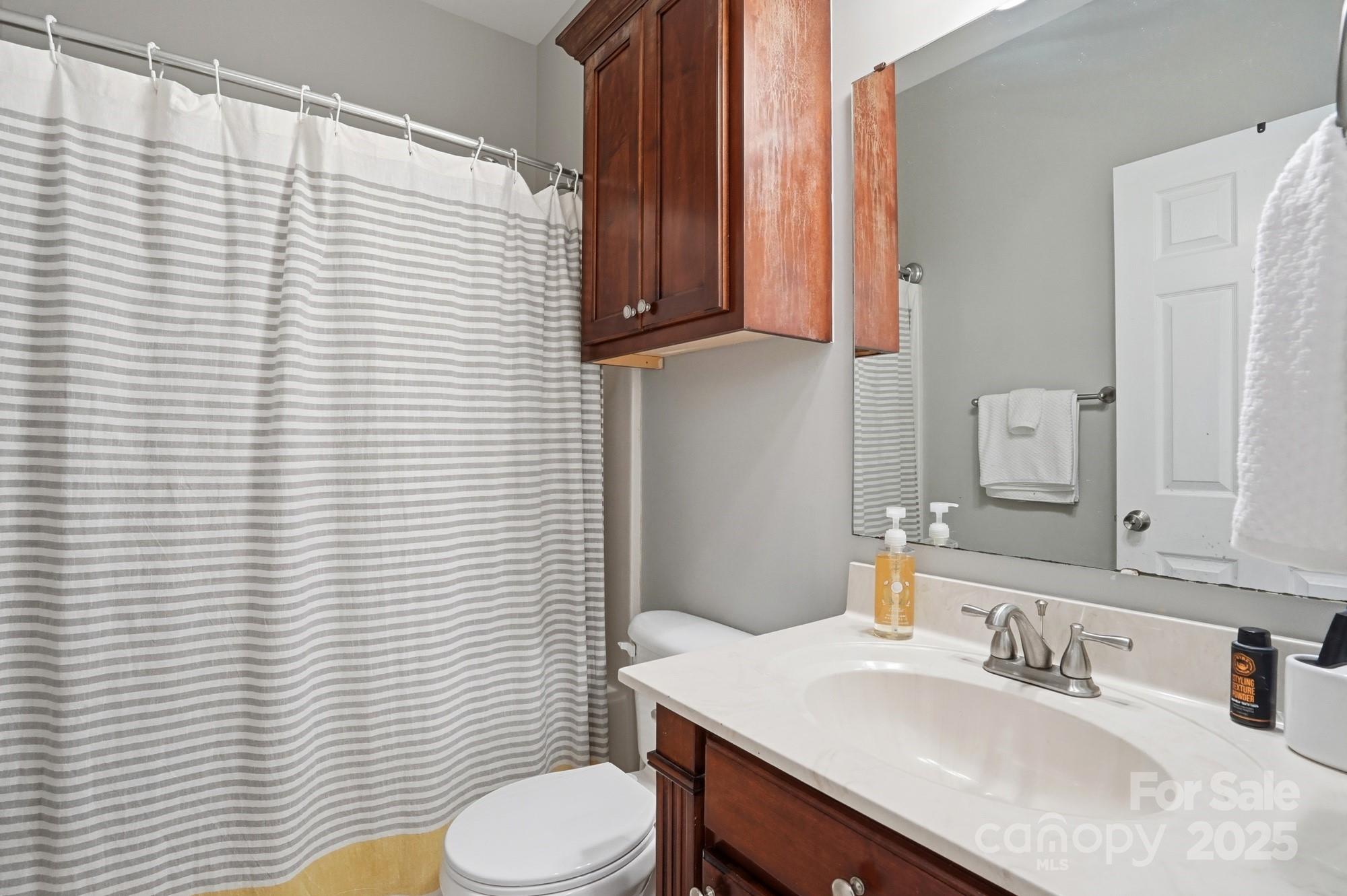 213 Carrie Road Oakboro, NC 28129 - Photo 23 of 40 a bathroom with a sink a toilet and mirror
