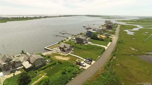 a view of a lake with houses