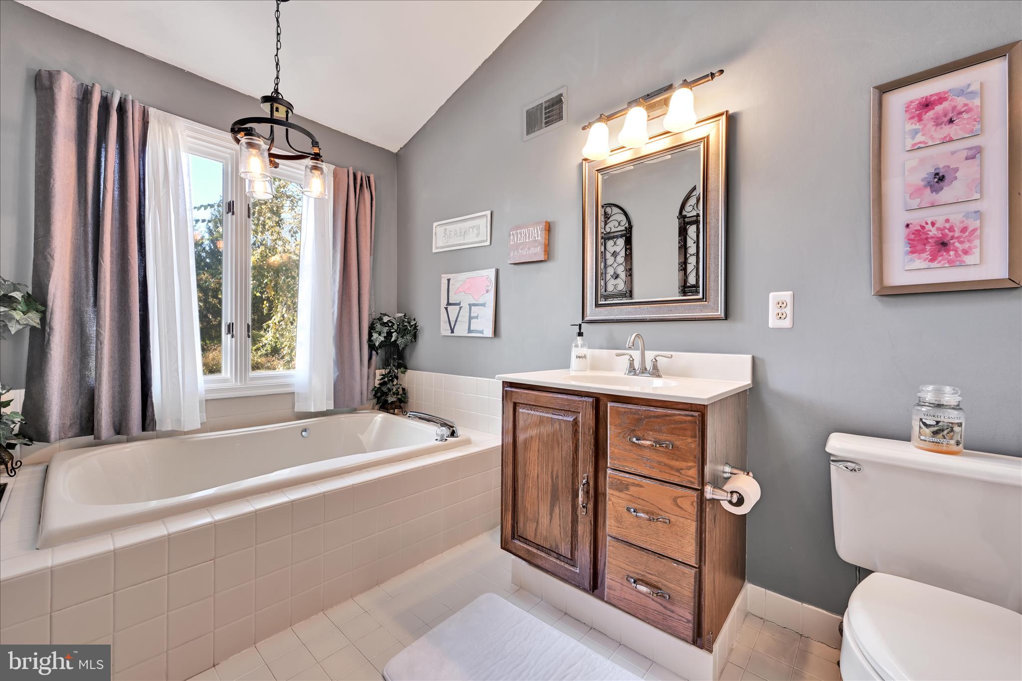 206 Marie Road West Chester, PA 19380 - Photo 25 of 51 a bathroom with a sink a large mirror a bathtub and a toilet