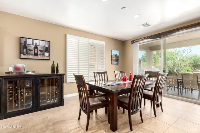 a view of a dining area with furniture