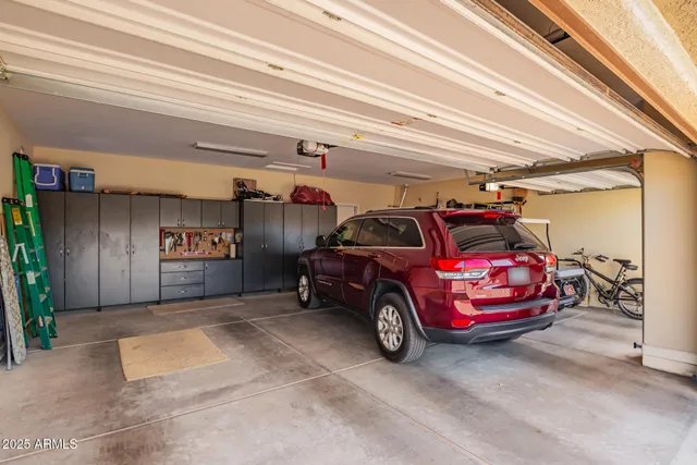 a view of a car in garage