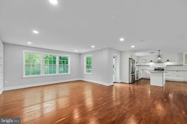 a view of kitchen and windows
