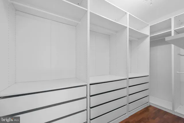 a view of an empty walk in closet