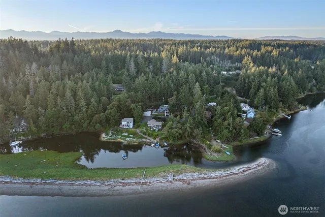 a view of a lake with a mountain in the background