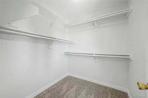 a view of an empty walk in closet