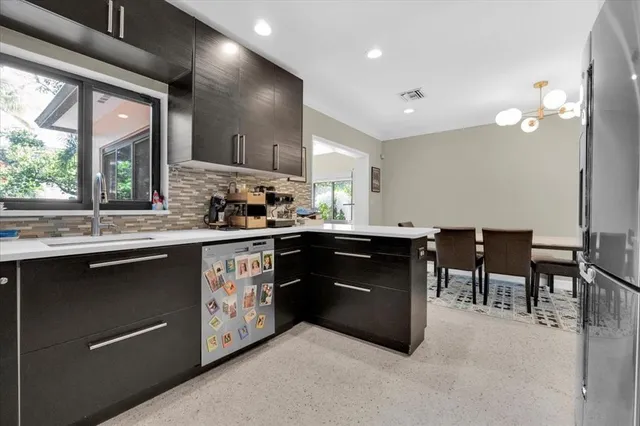 a kitchen with lots of counter top space