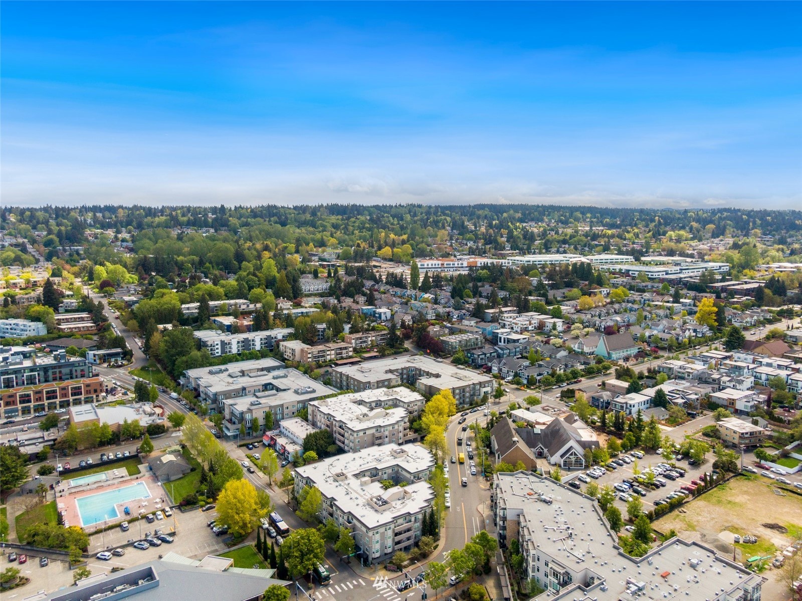102 State Street, Unit 101W Kirkland, WA 98033 - Photo 33 of 38 an aerial view of a city with lots of residential buildings