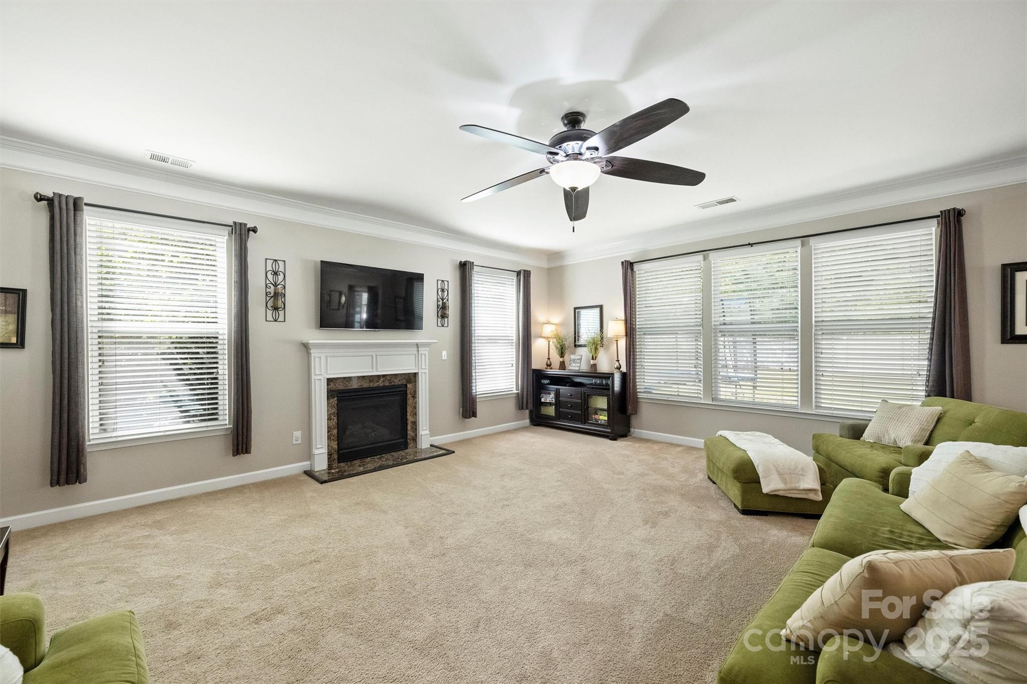 79115 Ridgehaven Road Lancaster, SC 29720 - Photo 18 of 47 a living room with furniture ceiling fan and a fireplace