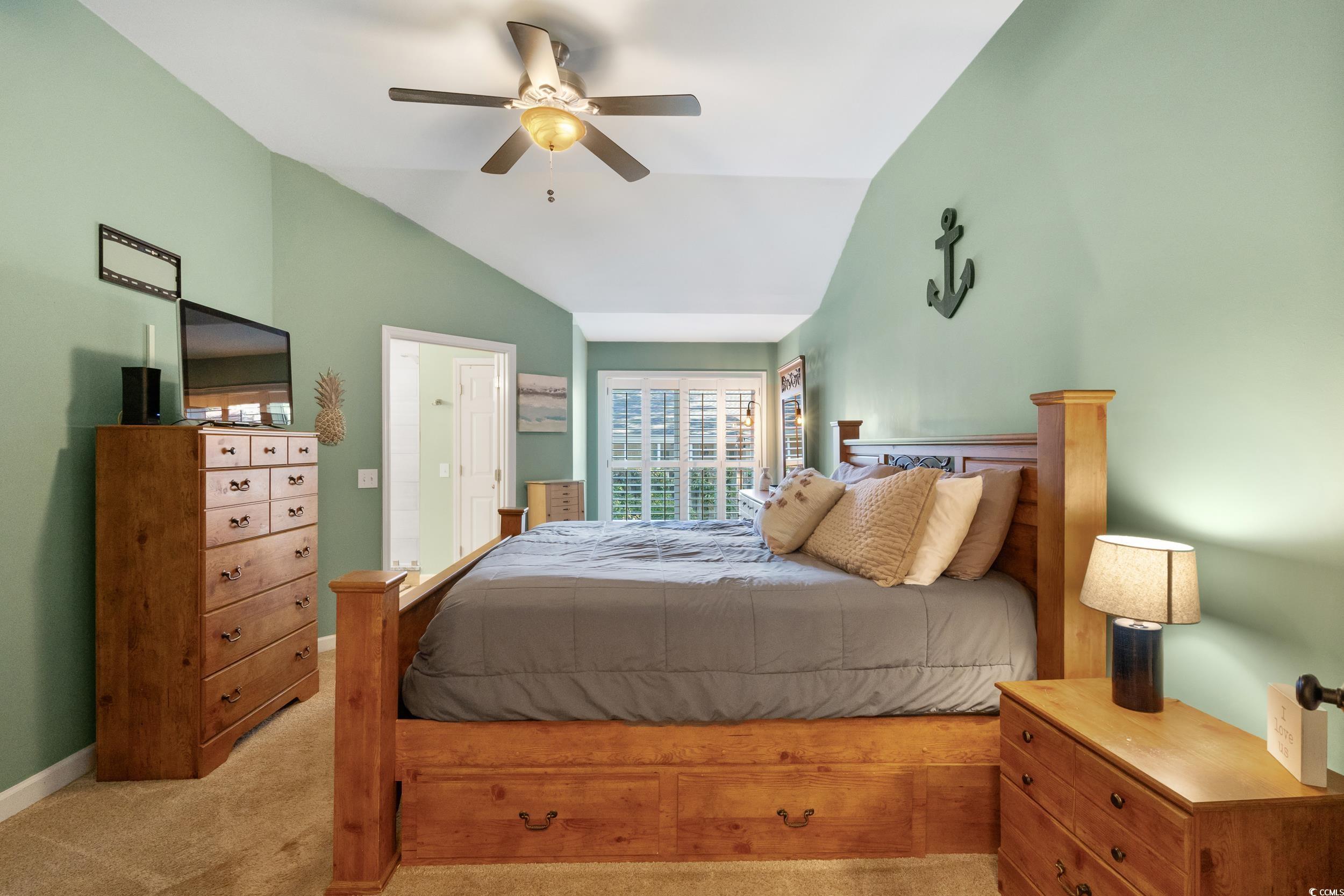 824 Mount Gilead Pl Drive Murrells Inlet, SC 29576 - Photo 6 of 40 Bedroom with ceiling fan, light carpet, and lofted