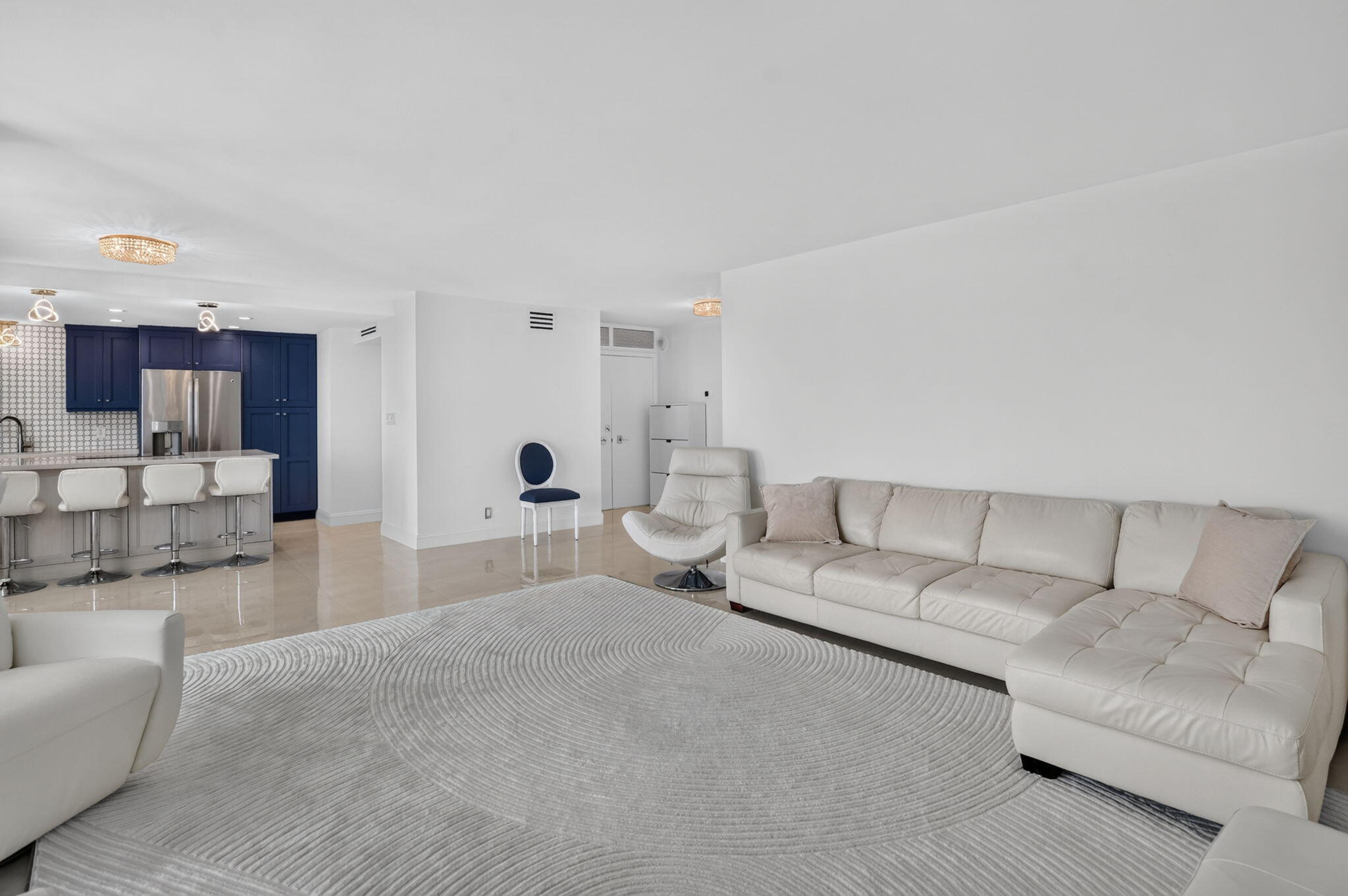 2000 South Ocean Boulevard, Unit 16B Boca Raton, FL 33432 - Photo 7 of 75 Living Room open to renovated kitchen