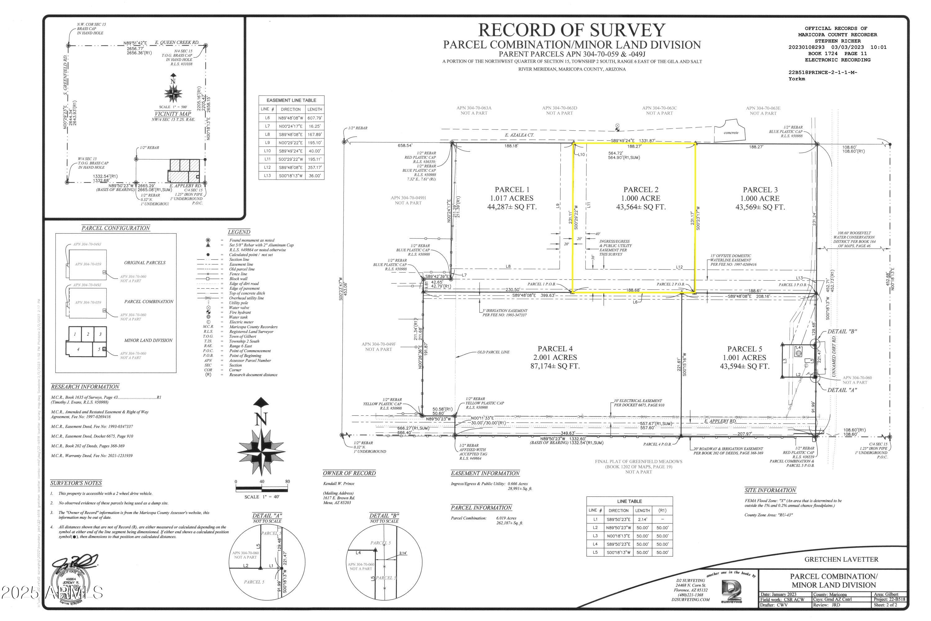 0 East Azalea Court, Unit 2 Gilbert, AZ 85298 - Photo 3 of 3 Survey Map-Lot 2 Azalea Ct2