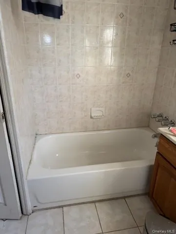 a bathroom with a bathtub