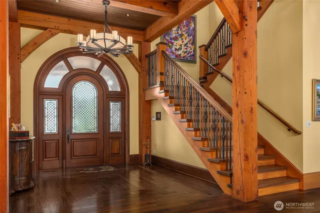 a living room with a large window