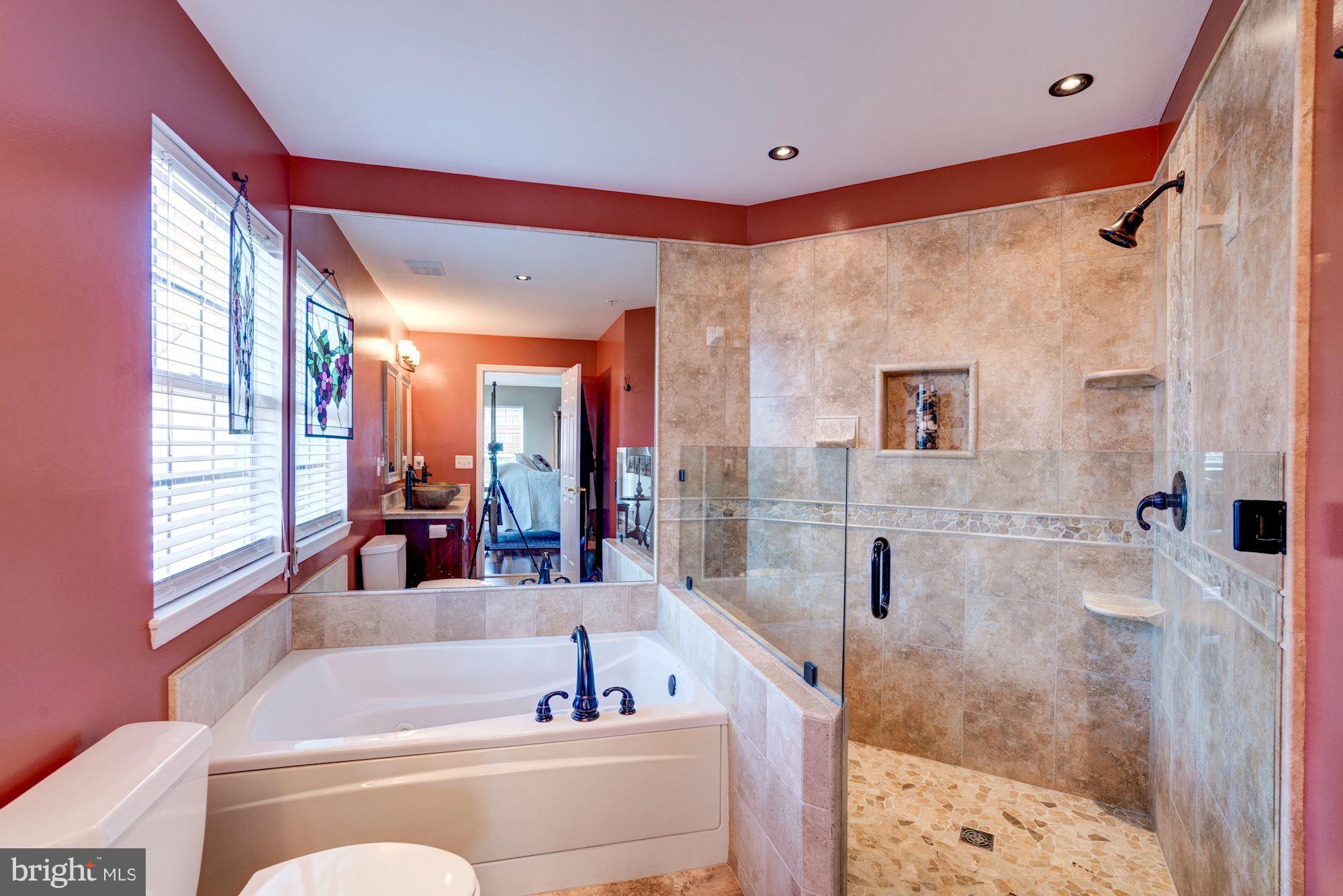 12099 Trumbull Way Reston, VA 20190 - Photo 25 of 30 Walk in shower w/frameless door, stone floor