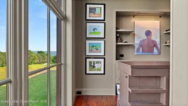 a view of lake with mountain