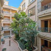 a view of a house with a yard and potted plants