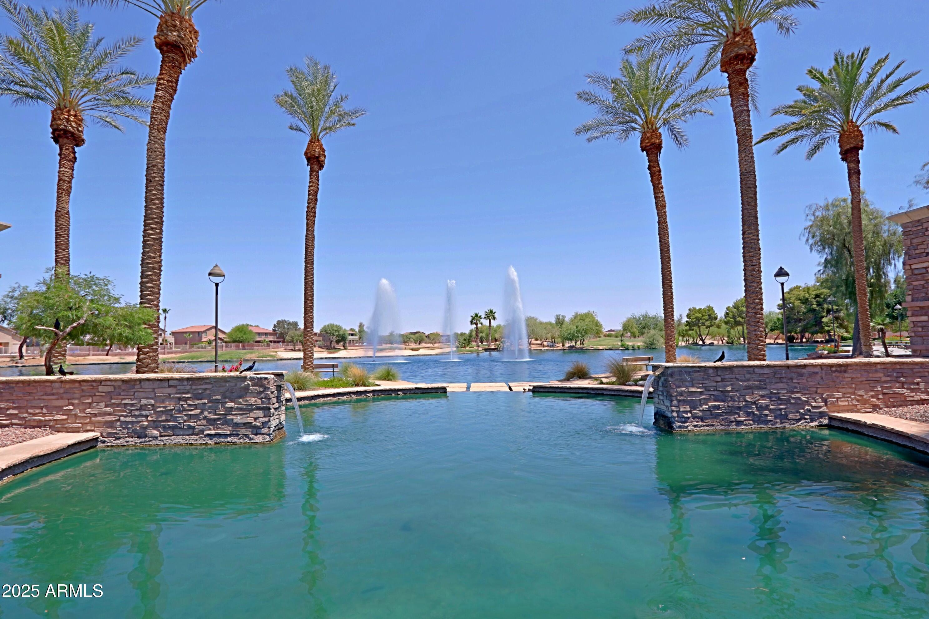 42812 West Venture Road Maricopa, AZ 85138 - Photo 53 of 58 a view of a lake with a palm trees