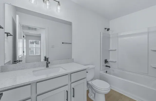 a bathroom with a sink a toilet and a bathtub