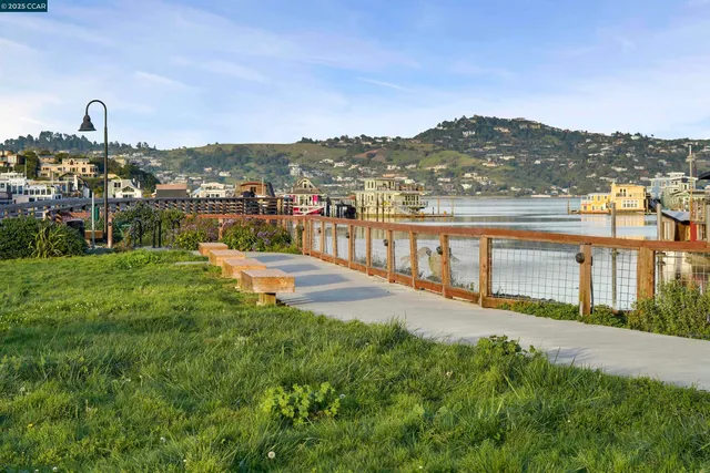 a view of a lake with a city