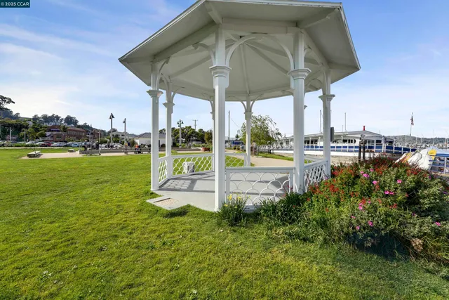 a view of a food mall next to a road
