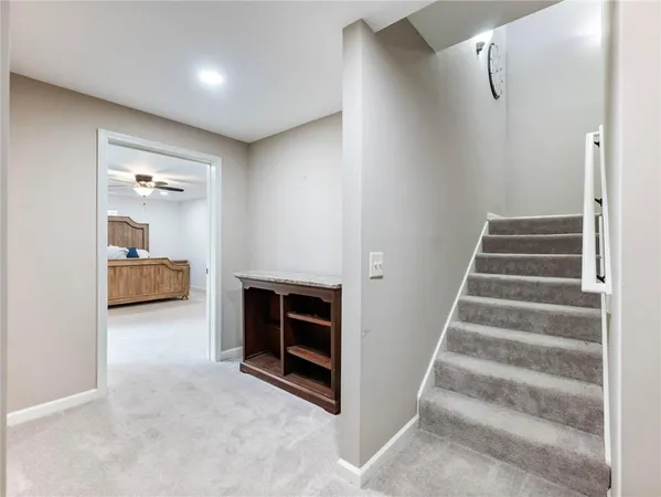 a view of a street with a building in the background