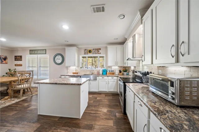 a kitchen with lots of counter top space