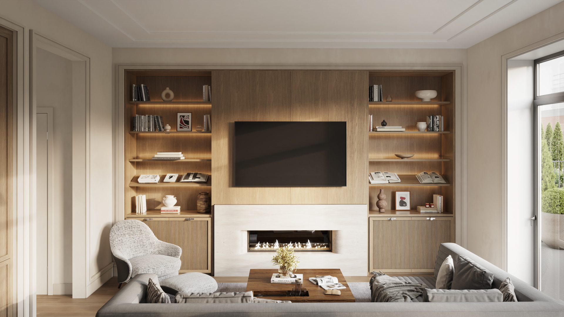 533 West Grant Place Chicago, IL 60614 - Photo 6 of 8 a living room with furniture and a fireplace