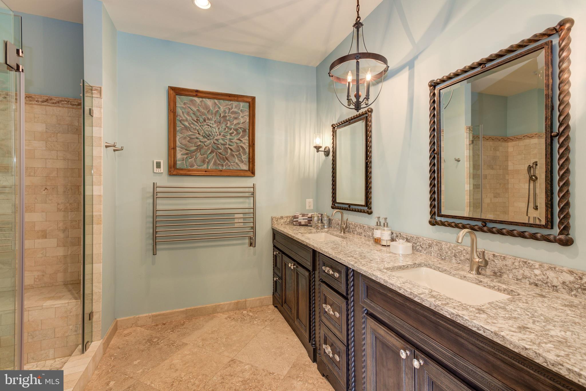 724 Clear Spring Road Great Falls, VA 22066 - Photo 33 of 57 Master bath with heated floor/towel rack/ 2 sinks