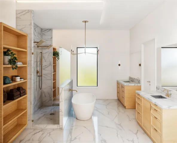 a bathroom with a bathtub sink and toilet
