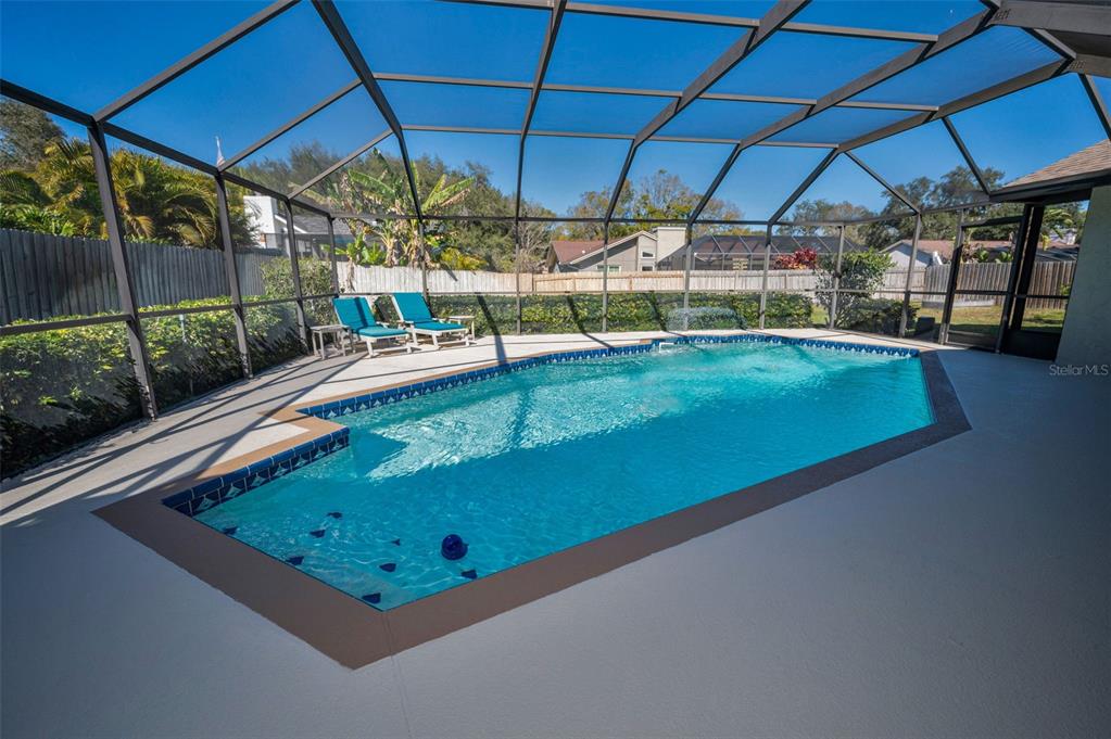2949 Glenpark Road Palm Harbor, FL 34683 - Photo 48 of 60 a view of a backyard patio with swimming pool and outdoor seating
