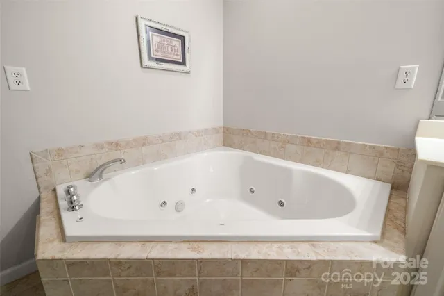 a bathroom with a bathtub