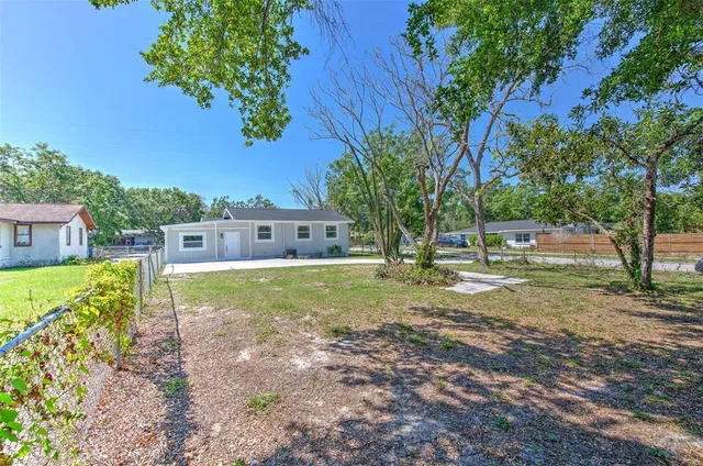 a view of a swimming pool with a garden