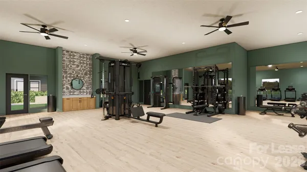 a view of a room with gym equipment