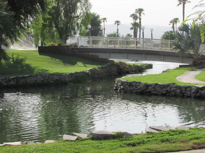 Undisclosed Address Indio, CA 92203 - Photo 28 of 33 a view of a lake with a yard and large trees