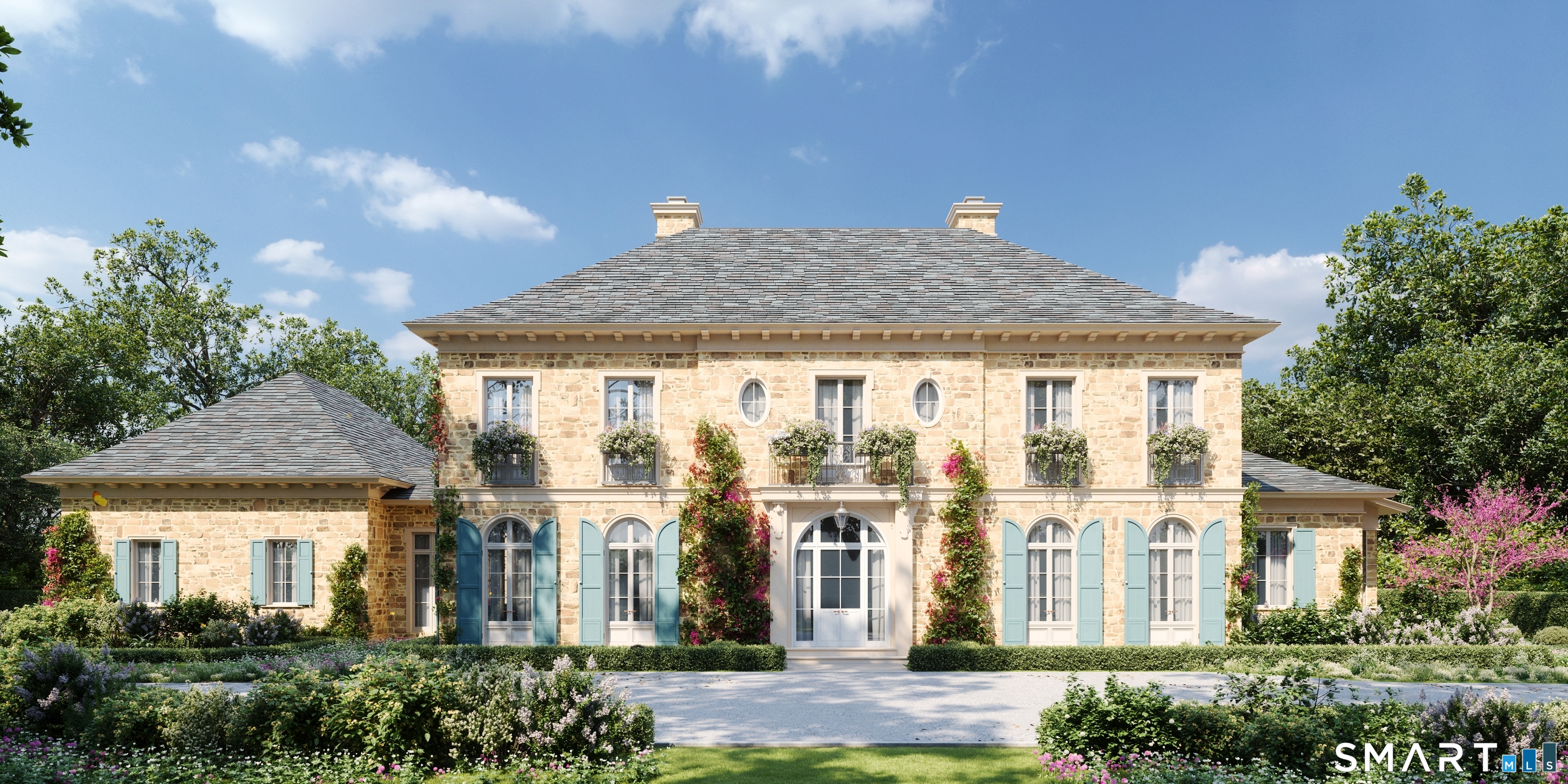 230-244 West Road New Canaan, CT 06840 - Photo 8 of 9 a front view of a house with a yard