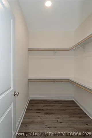 a view of an empty walk in closet